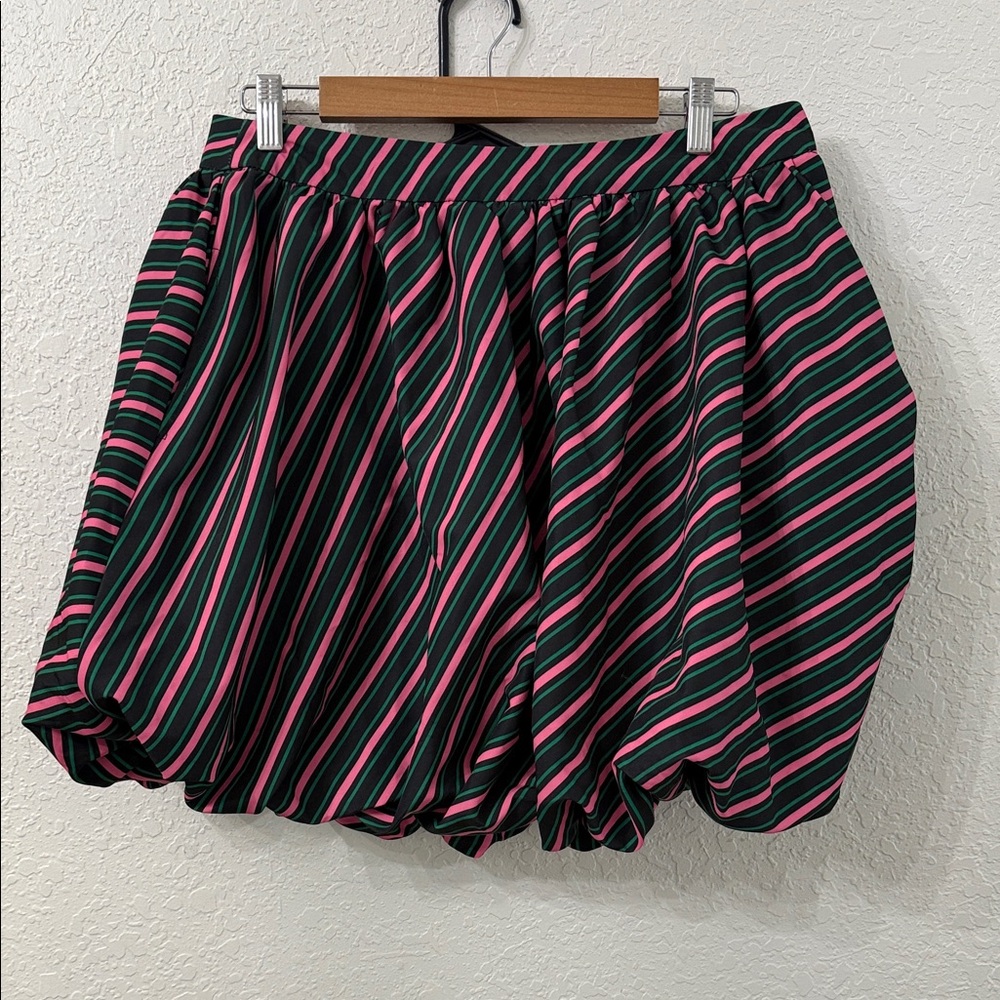 Wicked Paul Tazewell Bubble Skirt Striped Skirt in Green and Pink - L